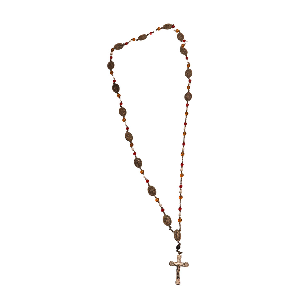 Vintage Stations of the Cross Rosary Pendant Necklace 36 in Long Religious